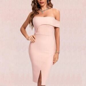 Bodycon Collection Kyra Bandage Dress in Dusty Pink Size M